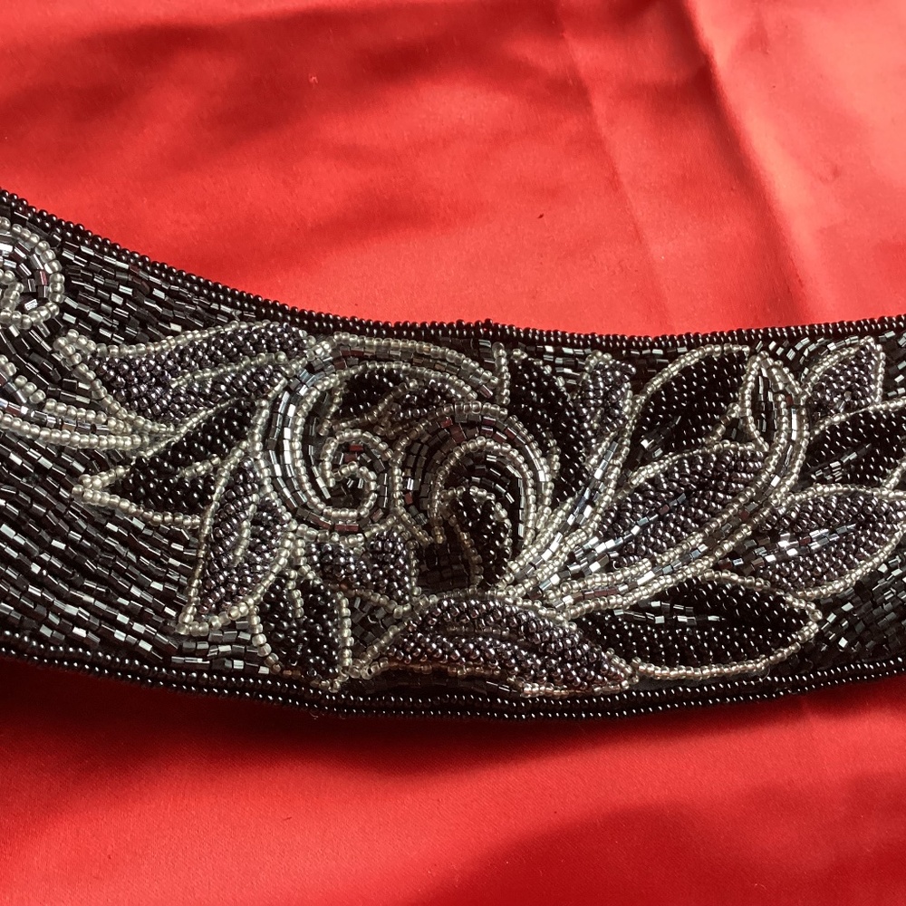 Vintage Black Silver La Regale Beaded Belt